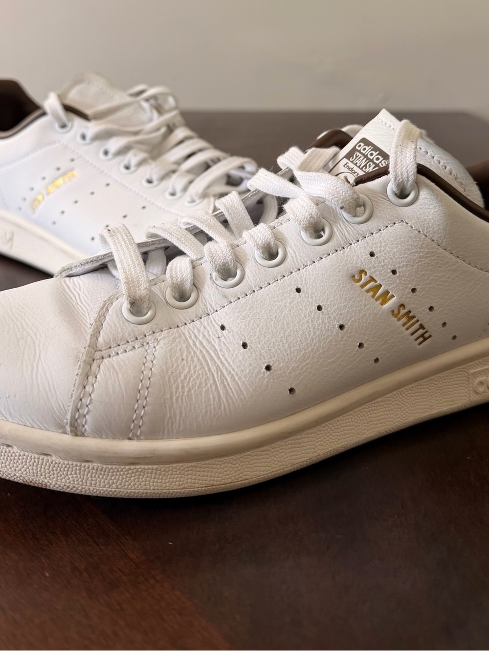 Adidas Stan Smith IF7003 White Brown Velvet Gold Leather Sneakers 7.5